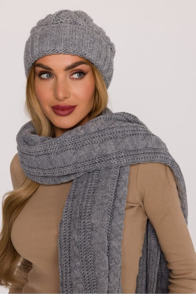 Love Lace Love Lace Women's Warm Braided Knit Beanie Hat Soft Yarn Folded Cuff Casual Winter in Grey - 2