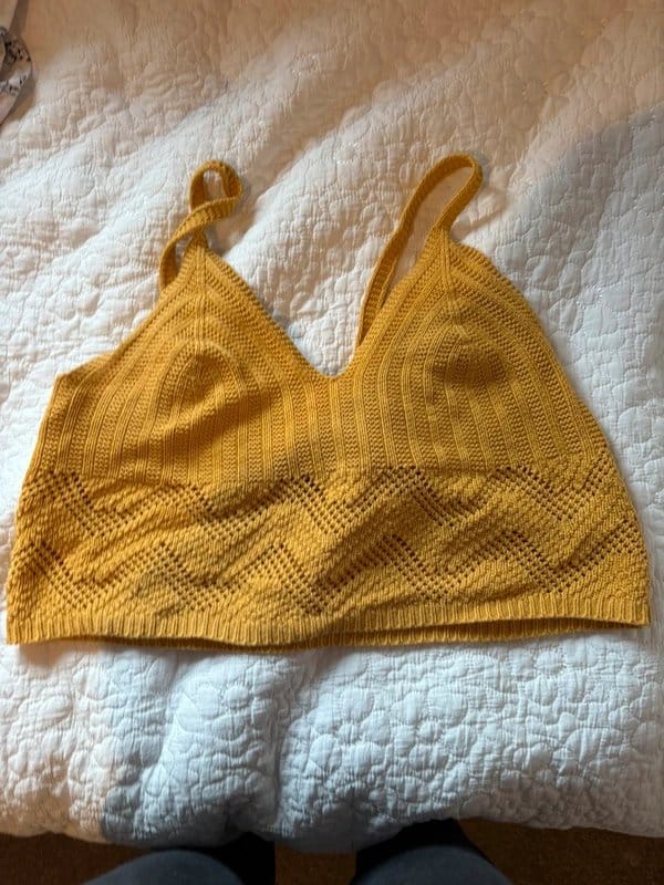 New Look Crochet mustard yellow top - 1