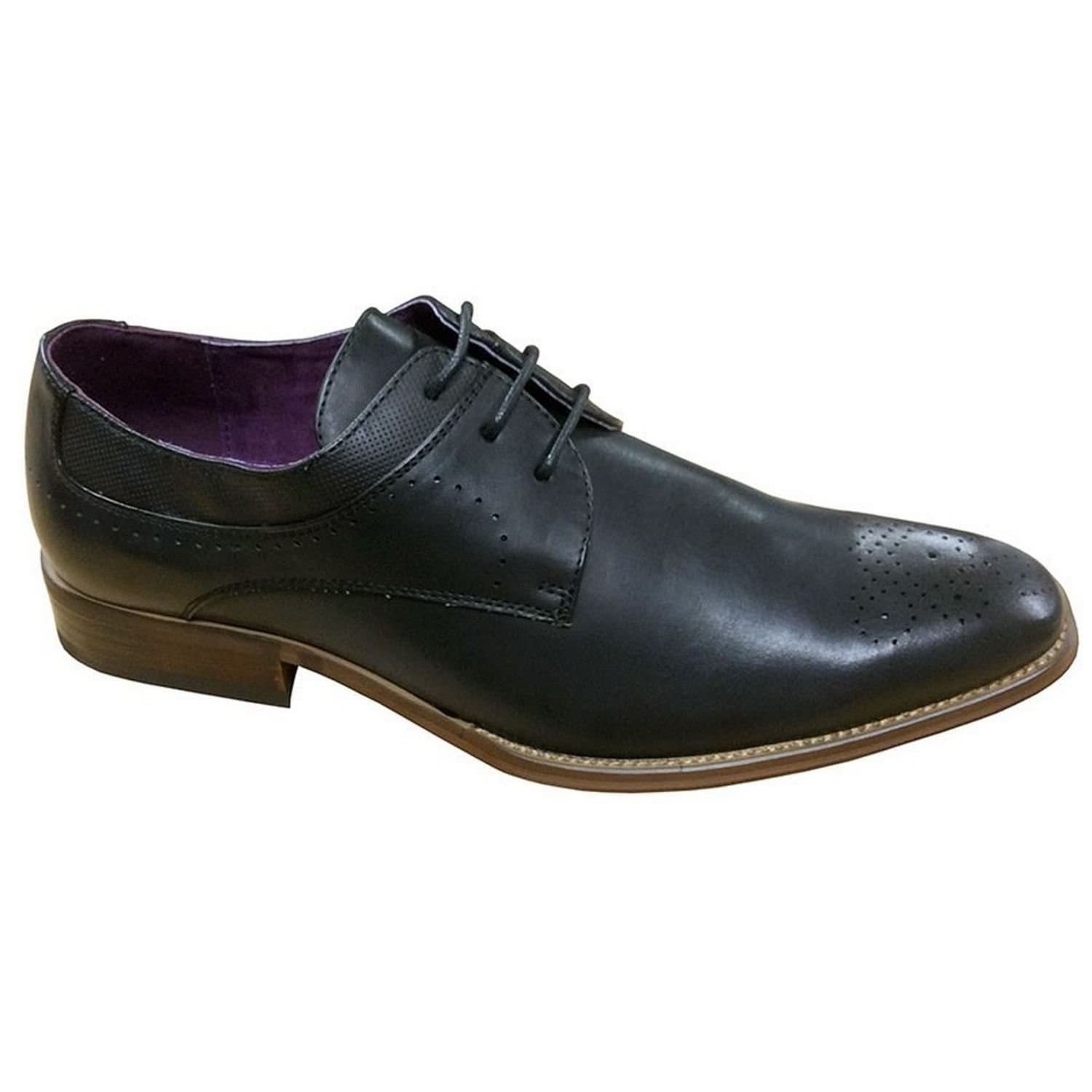 Goor Goor Men's 3 Eye Pig Leather Gibson Brogue in Black