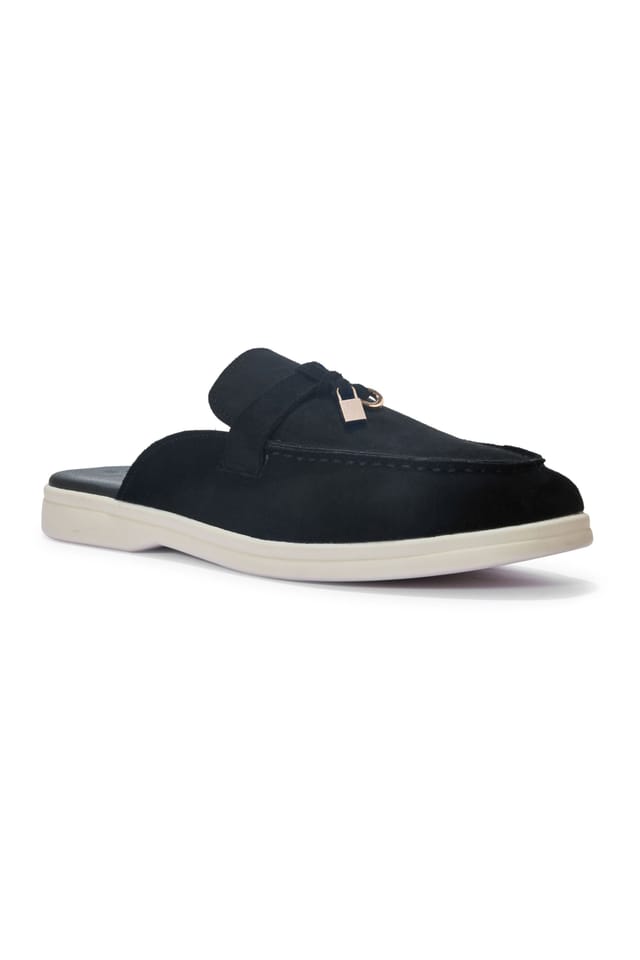 Truffle Collection Truffle Collection Women's Loafers Casual Microfibre Slip On Backless Almond Toe Shoes in Black - 3