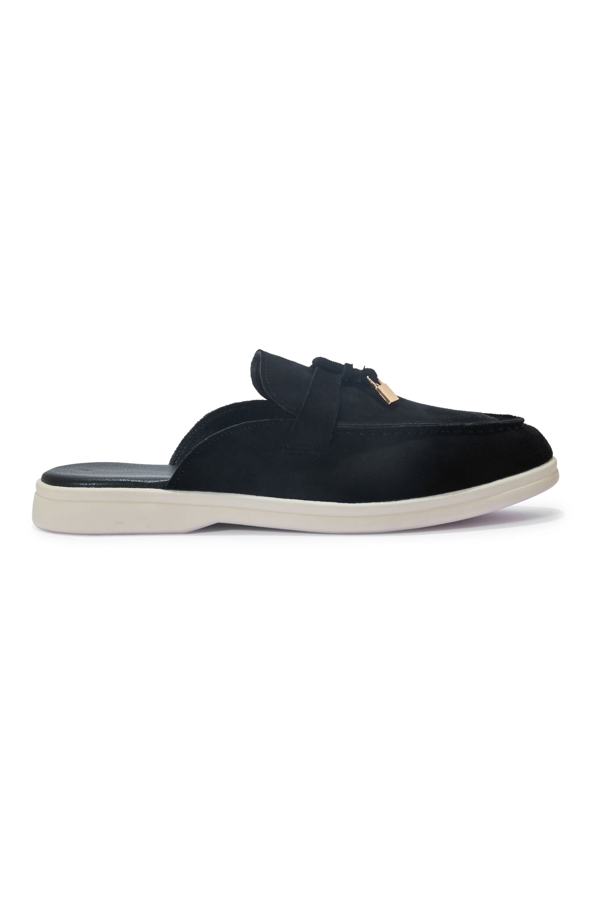 Truffle Collection Truffle Collection Women's Loafers Casual Microfibre Slip On Backless Almond Toe Shoes in Black - 4