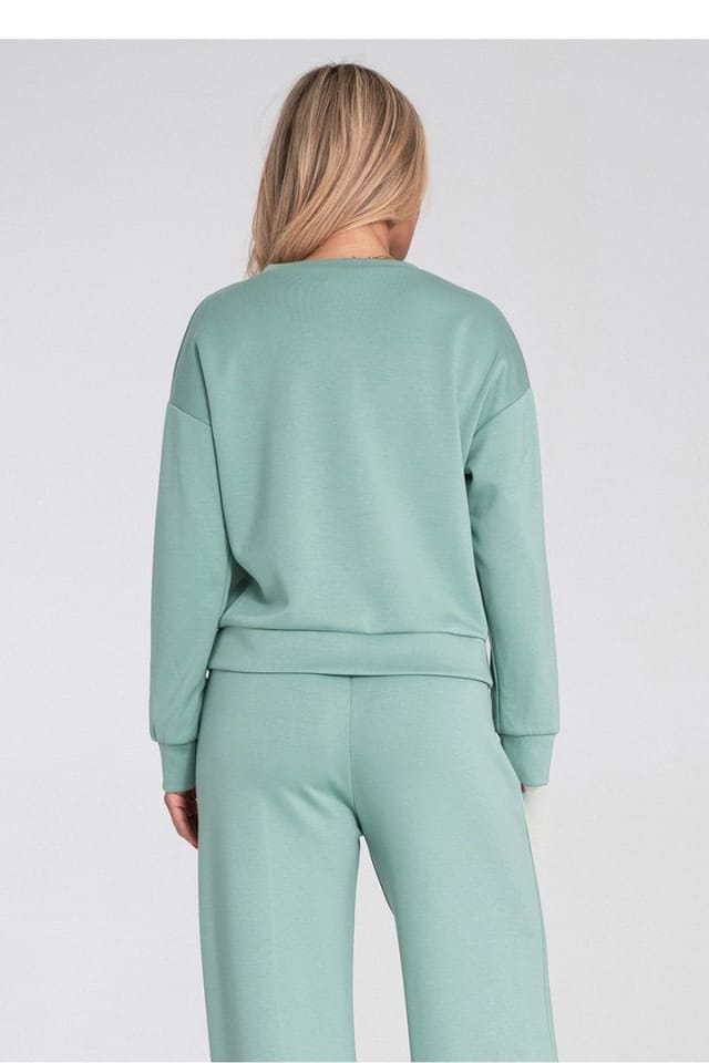 Love Lace Love Lace Women's Crewneck Pocket Flap Sweatshirt with Cuffs in Green - 3