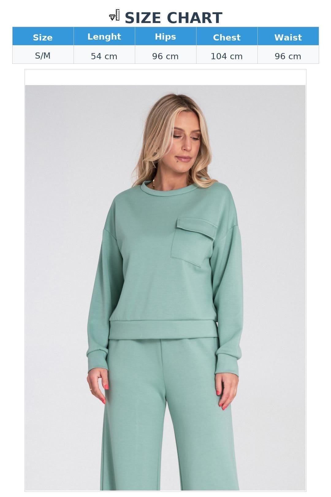 Love Lace Love Lace Women's Crewneck Pocket Flap Sweatshirt with Cuffs in Green - 4