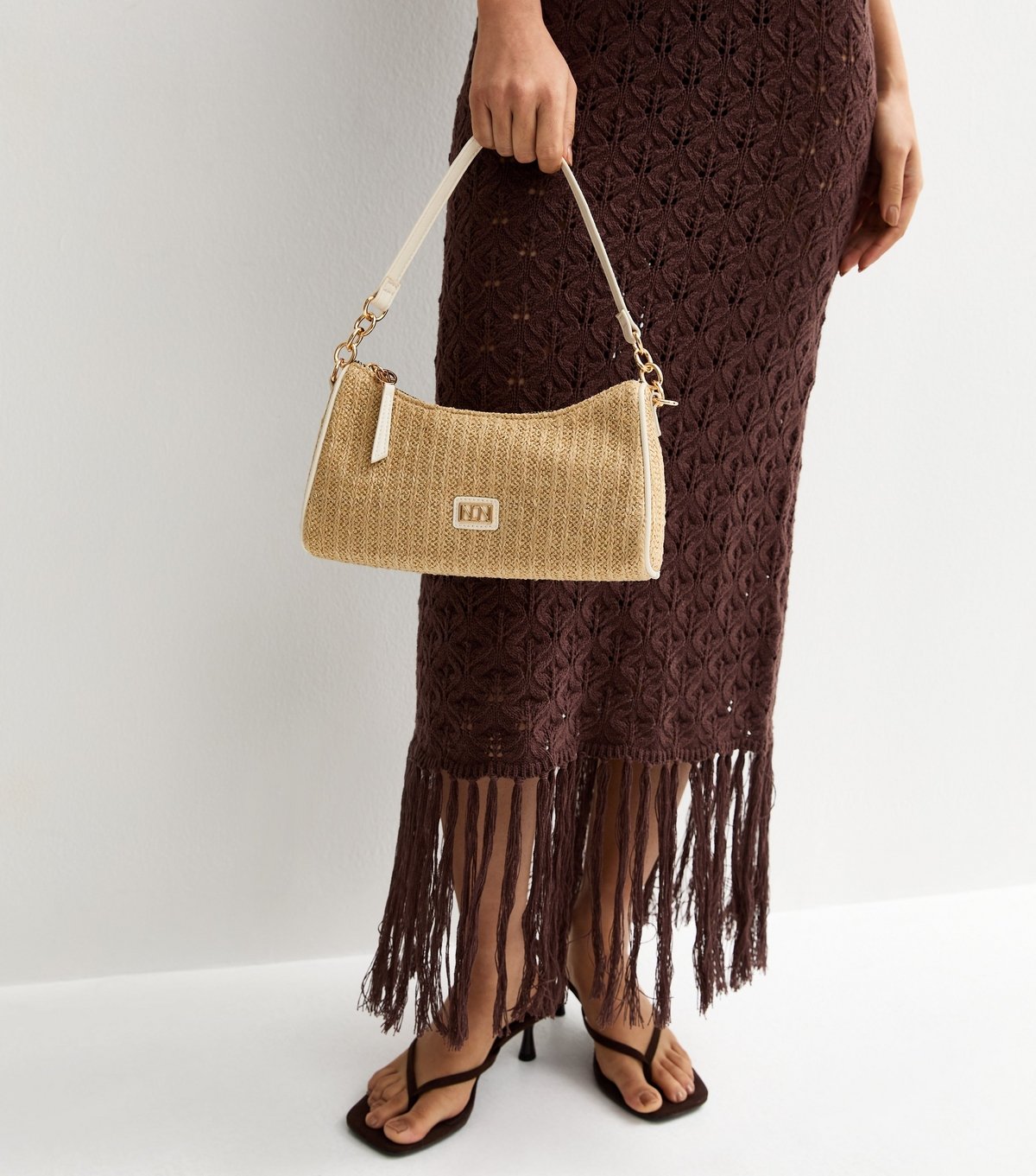 New Look Stone Woven Raffia Look Shoulder Bag New Look - 2