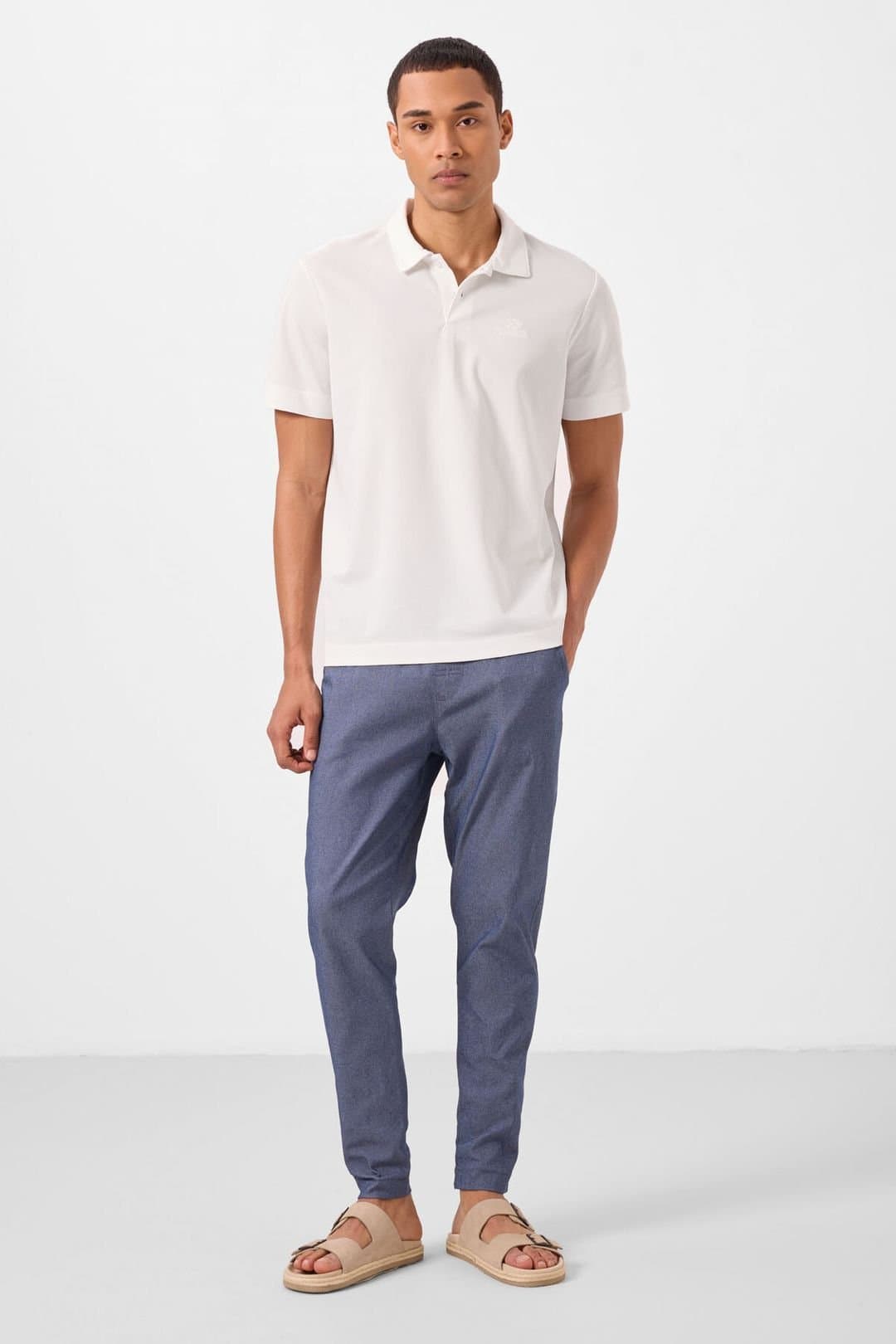 Tommy Life Tommy Life Men's Straight-leg Gabardine Chinos in Blue
