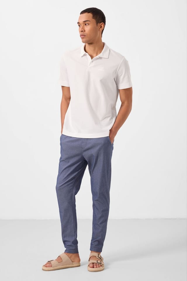Tommy Life Tommy Life Men's Straight-leg Gabardine Chinos in Blue - 3