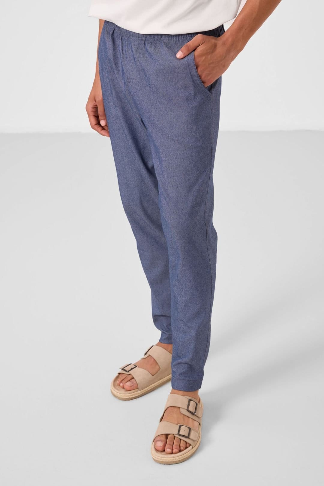 Tommy Life Tommy Life Men's Straight-leg Gabardine Chinos in Blue - 4