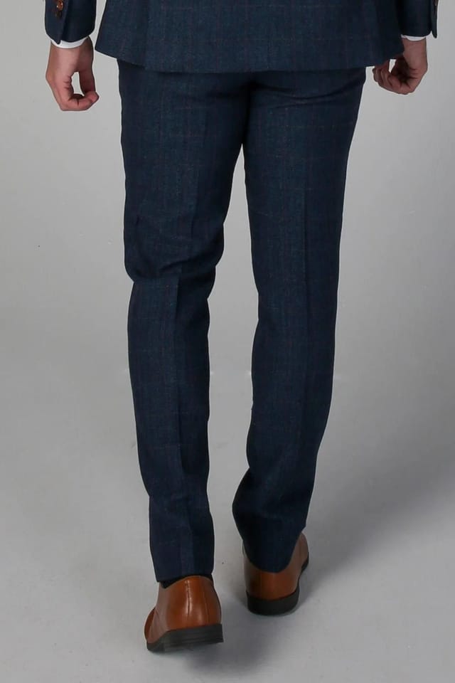 Paul Andrew Paul Andrew Men's Scott Tweed Checked Trousers in Blue - 2