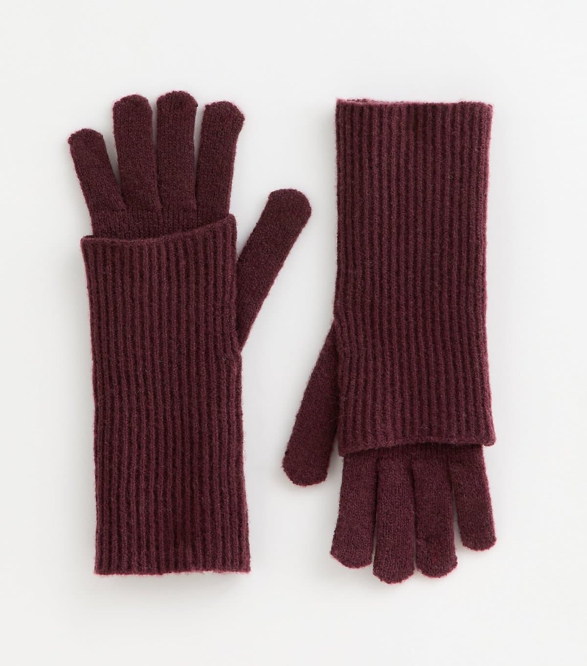New Look Burgundy Glove and Detachable Handwarmer New Look