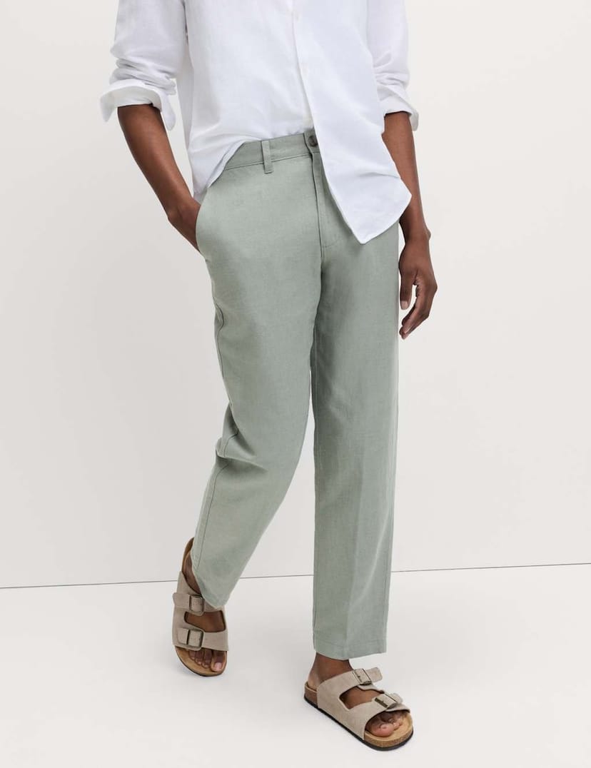 Marks & Spencer M&S Regular Fit Linen Blend Chinos Pistachio - 1