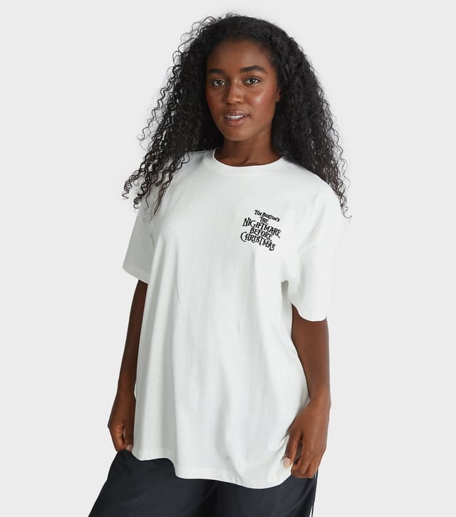 Skinnydip Women's White Nightmare Before Christmas Poster Print T-Shirt Skinnydip New Look - 2
