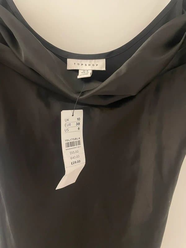 Topshop Black satin mini dress