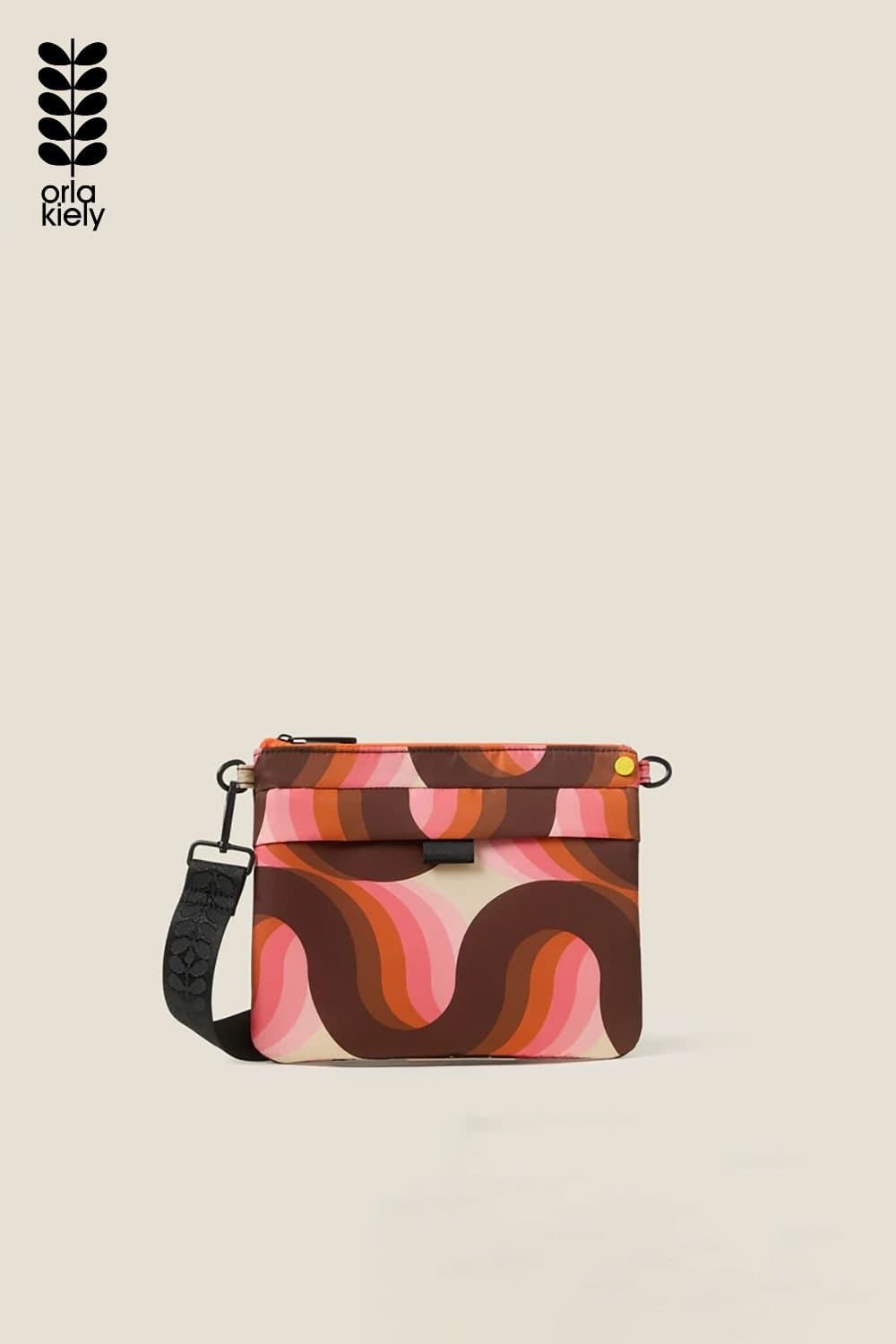 Orla Kiely Orla Kiely Women's Quadrant Crossbody - Rolling Waves Rose in Pink