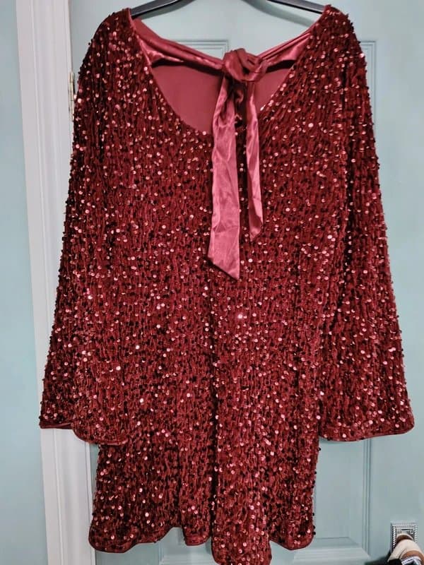 No Label Sparkly Sequin Red Dress