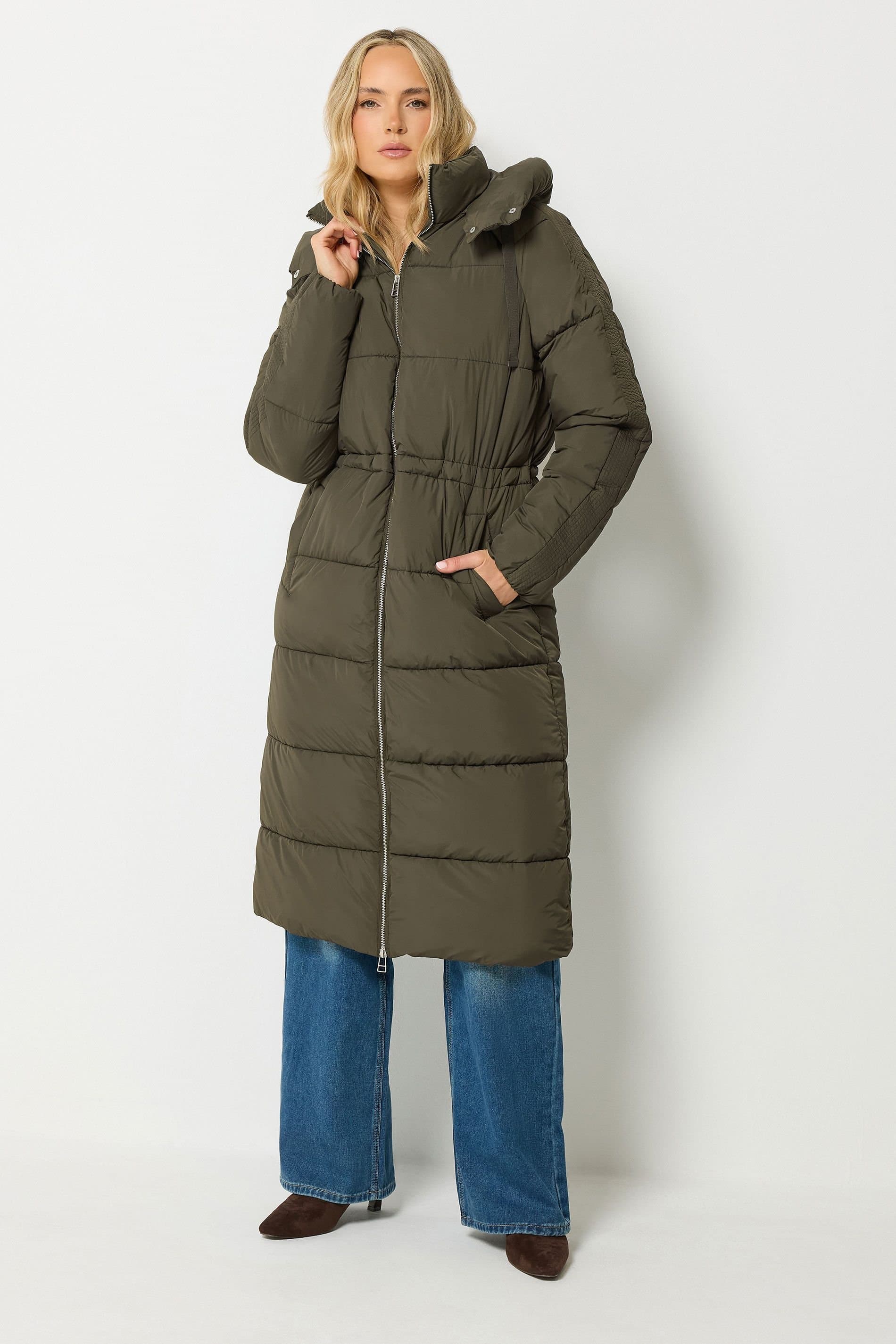 Long Tall Sally Long Tall Sally Women's Tall Padded Hooded Midi Coat in Olive