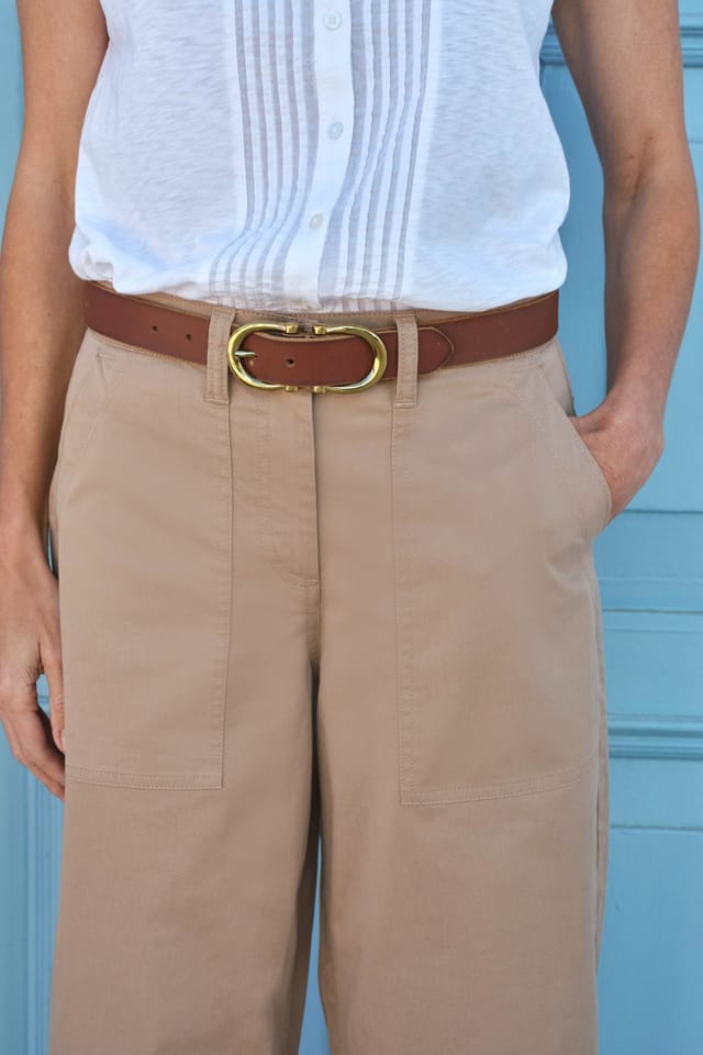 WoolOvers WoolOvers Women's Barrel Leg Chino in Camel - 2