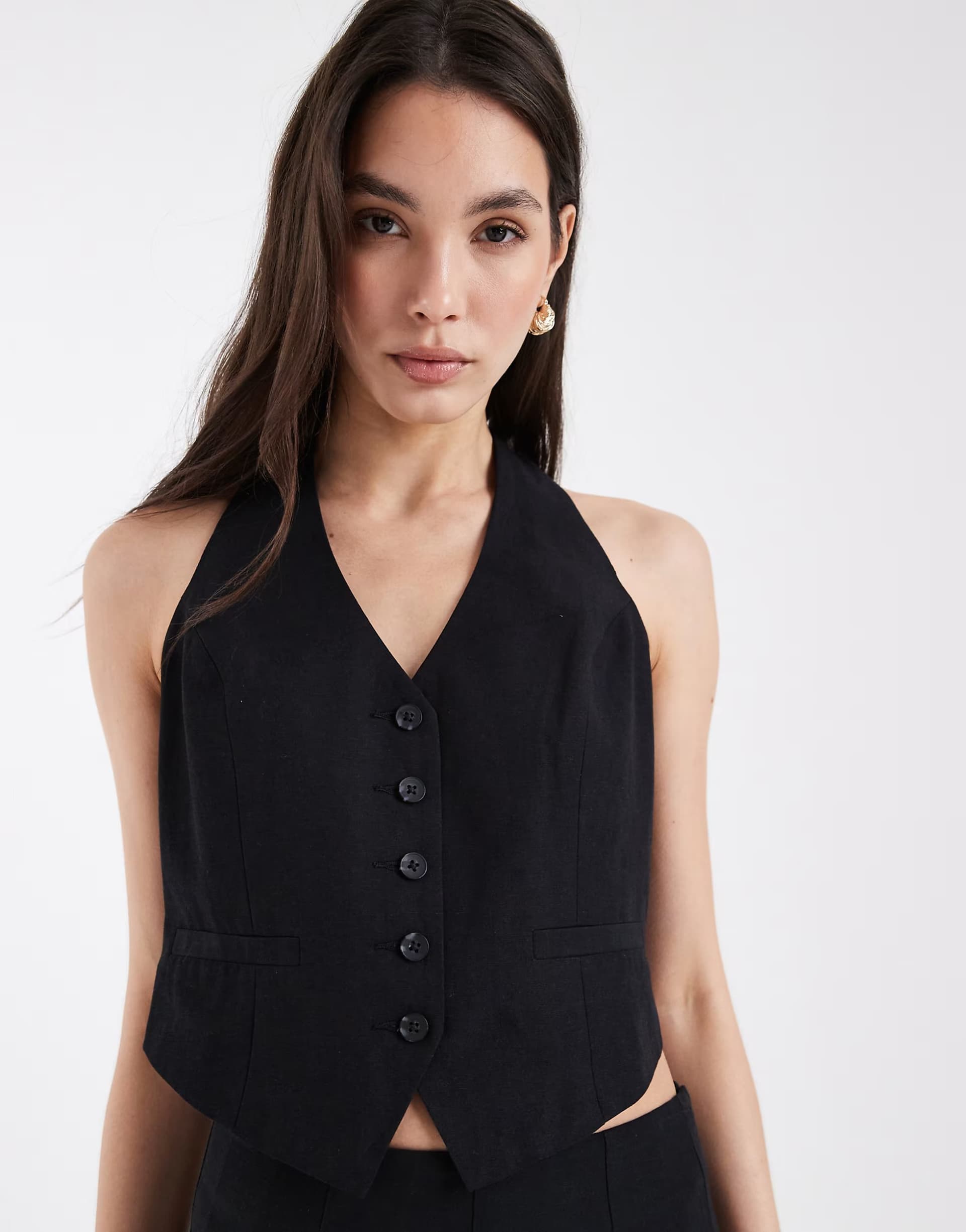ASOS ASOS DESIGN tailored halter neck waistcoat in black