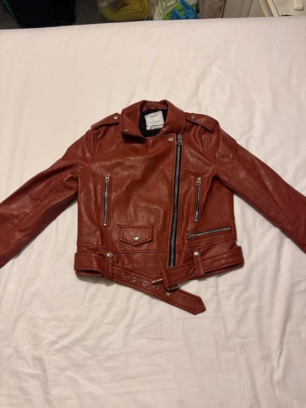 Bershka Bershka Red Biker Leather Jacket