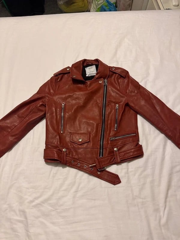 Bershka Red Biker Leather Jacket