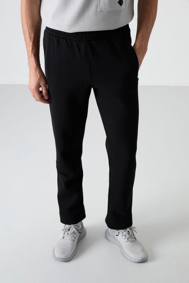 Tommy Life Tommy Life Men's Regular Fit Fleece Sweatpants in Black - 2