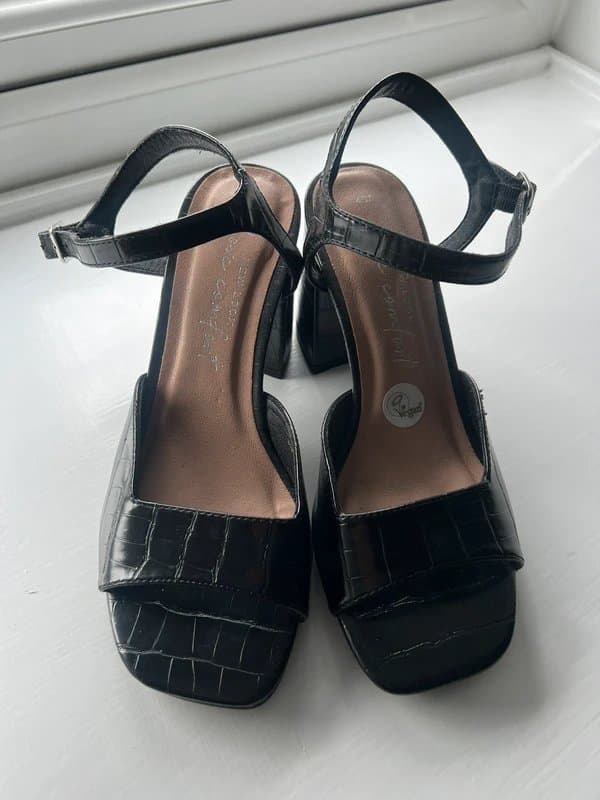 New Look New look black crocodile leather look strappy