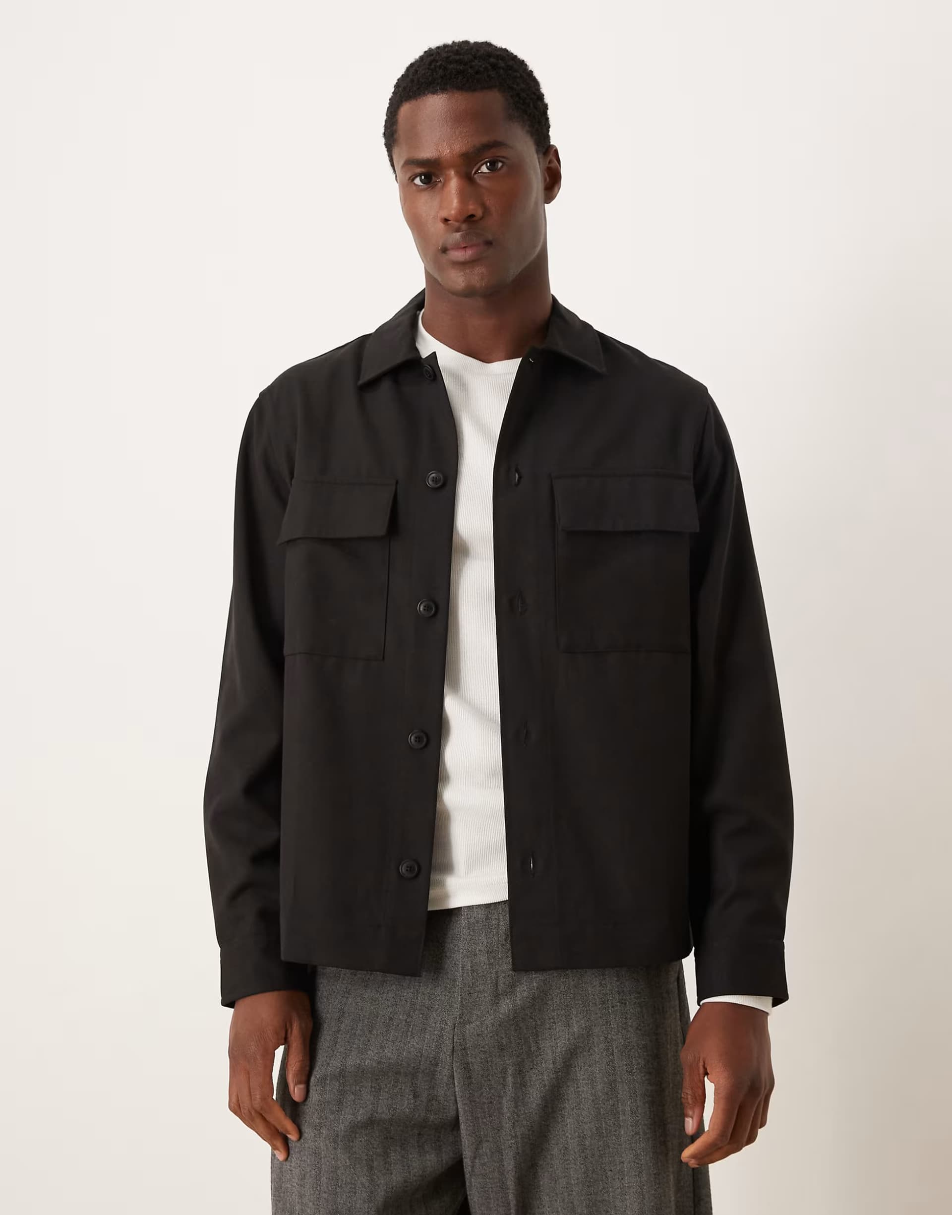 ASOS Mango wool mix shacket in black