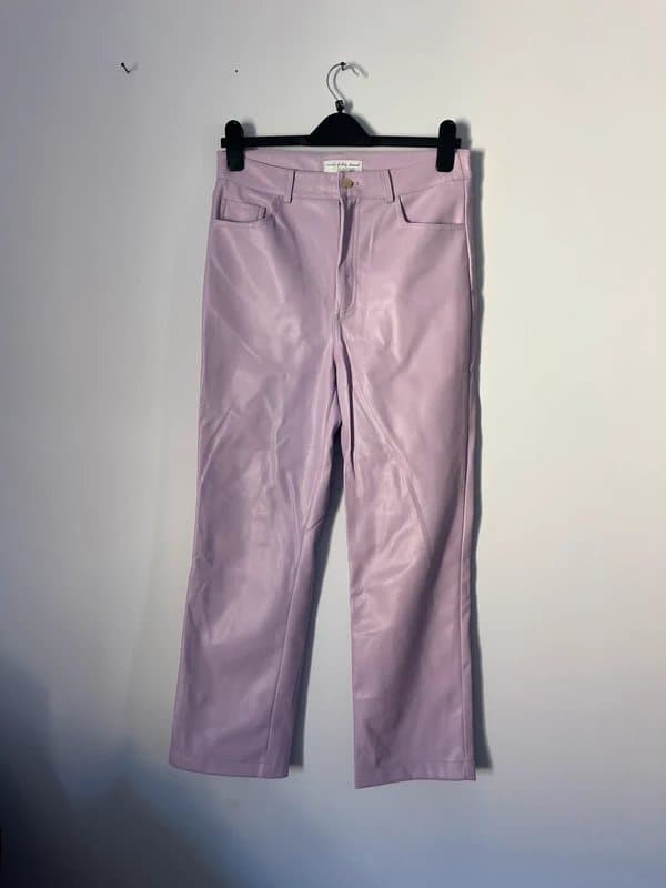 Never Fully Dressed Faux leather pink trousers