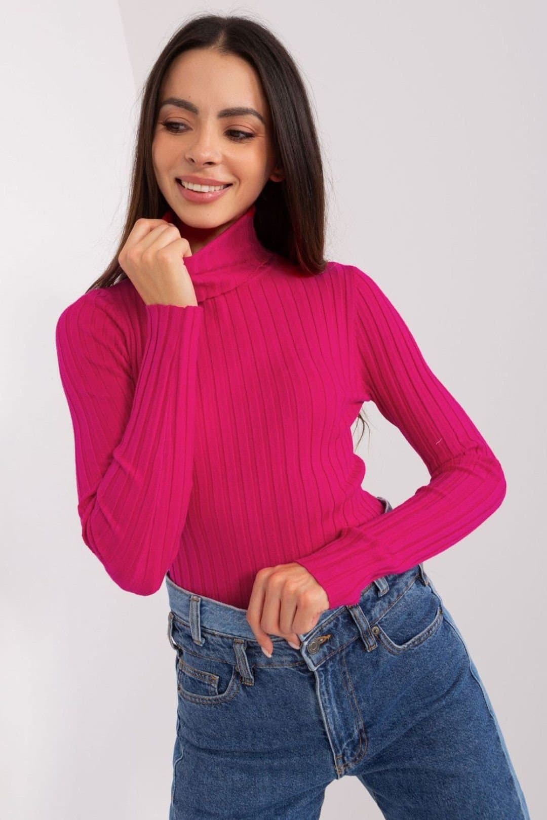 Love Lace Love Lace Women's Soft Viscose Ribbed Long Sleeve Turtleneck in Pink