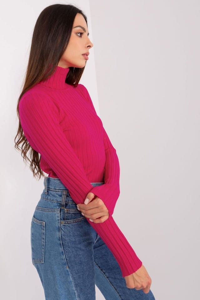 Love Lace Love Lace Women's Soft Viscose Ribbed Long Sleeve Turtleneck in Pink - 2