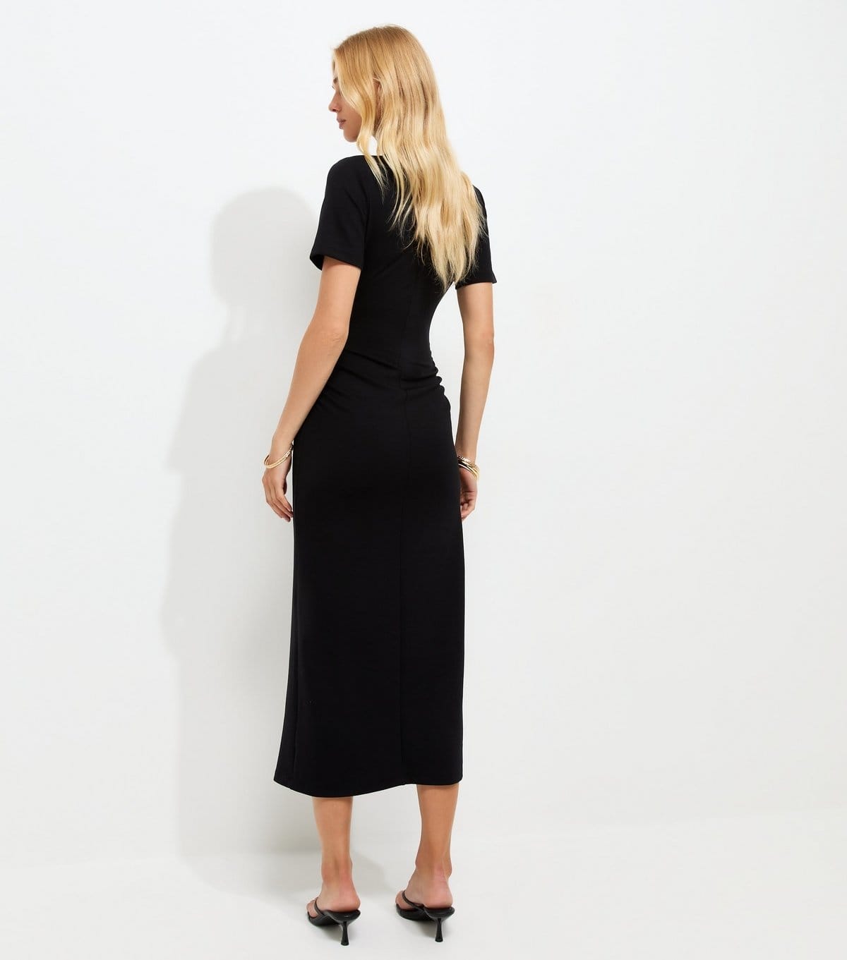 New Look Women's Black Ruched Side Short Sleeve Midi Dress New Look - 4