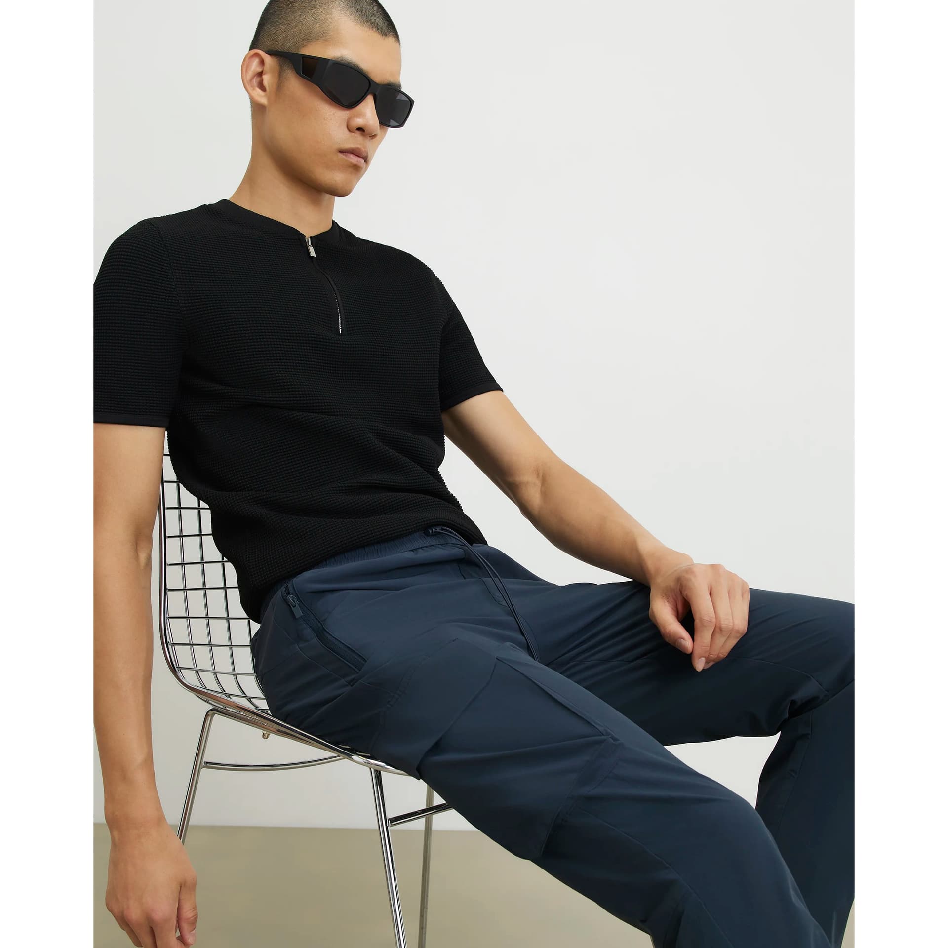 River Island Mens River Island Navy Skinny Fit Cargo Trousers