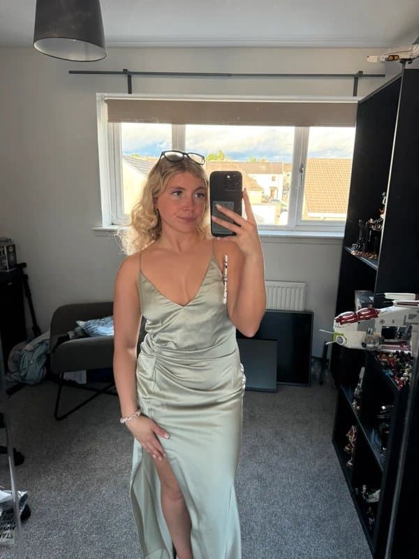 ASOS ASOS Sage Green Satin Maxi Dress