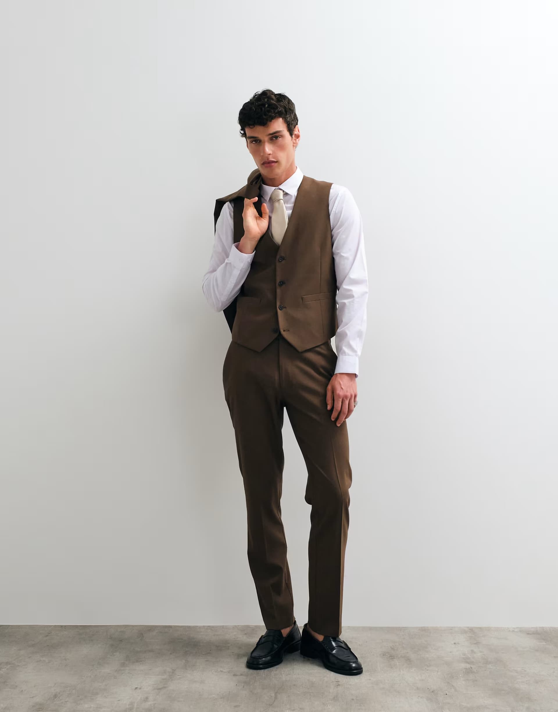 ASOS ASOS DESIGN slim suit waistcoat in mid brown