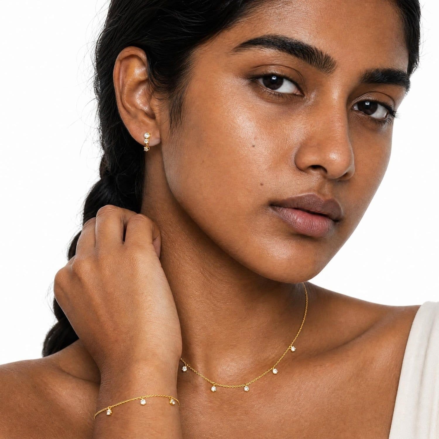 Gold Trip Gold Trip Women's Short Crystal Gemstone Drop Earrings in Gold - 4
