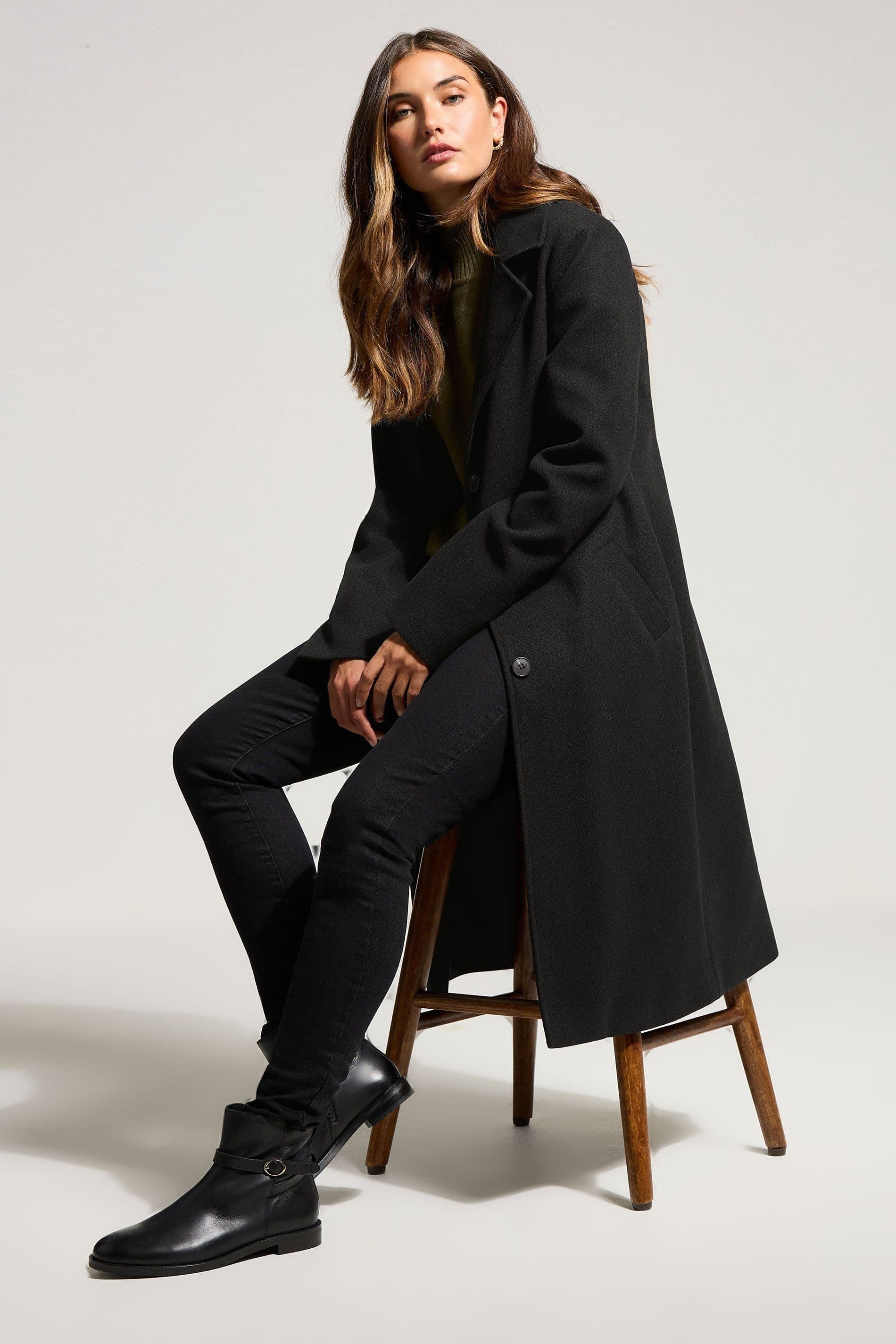 Long Tall Sally Long Tall Sally Women's Tall Formal Midi City Coat in Black