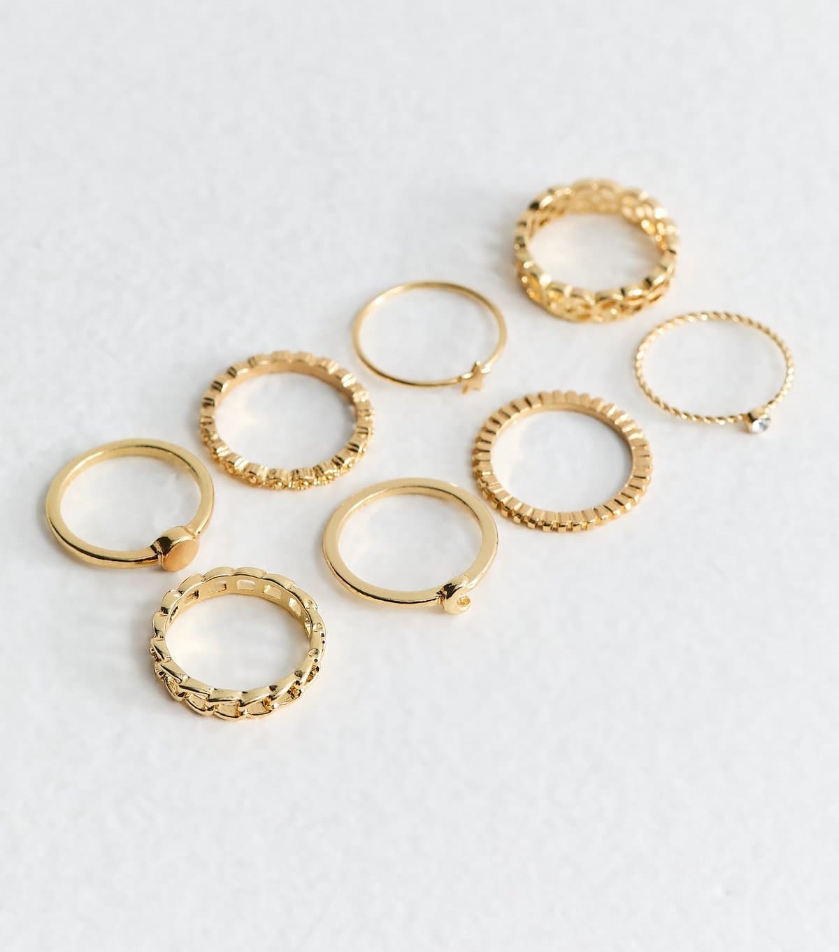 New Look Pack of 8 Gold Tone Bright Ring Stack New Look