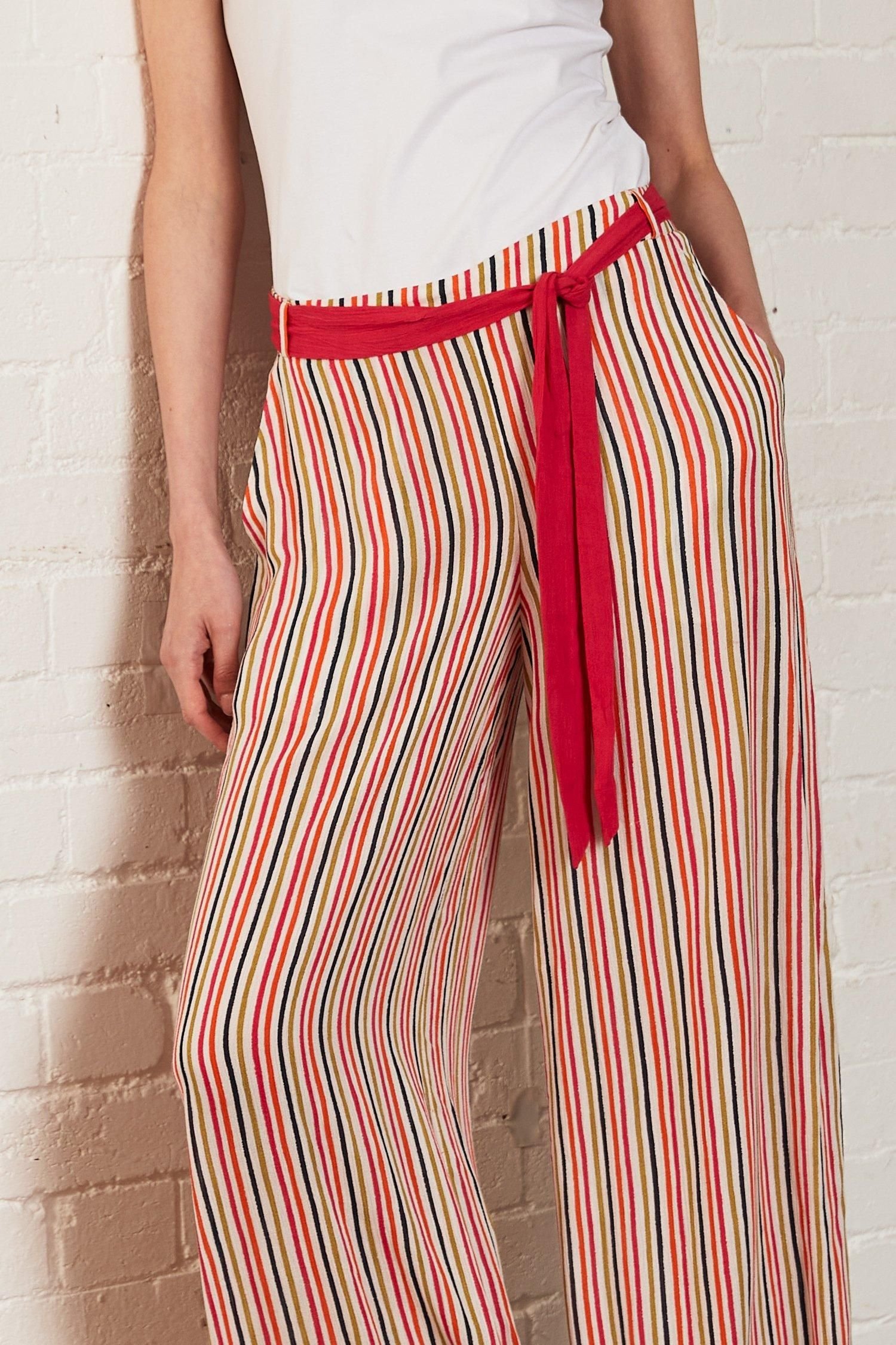 Nomads Clothing Nomads Clothing Women's Striped Viscose Trousers in White - 3