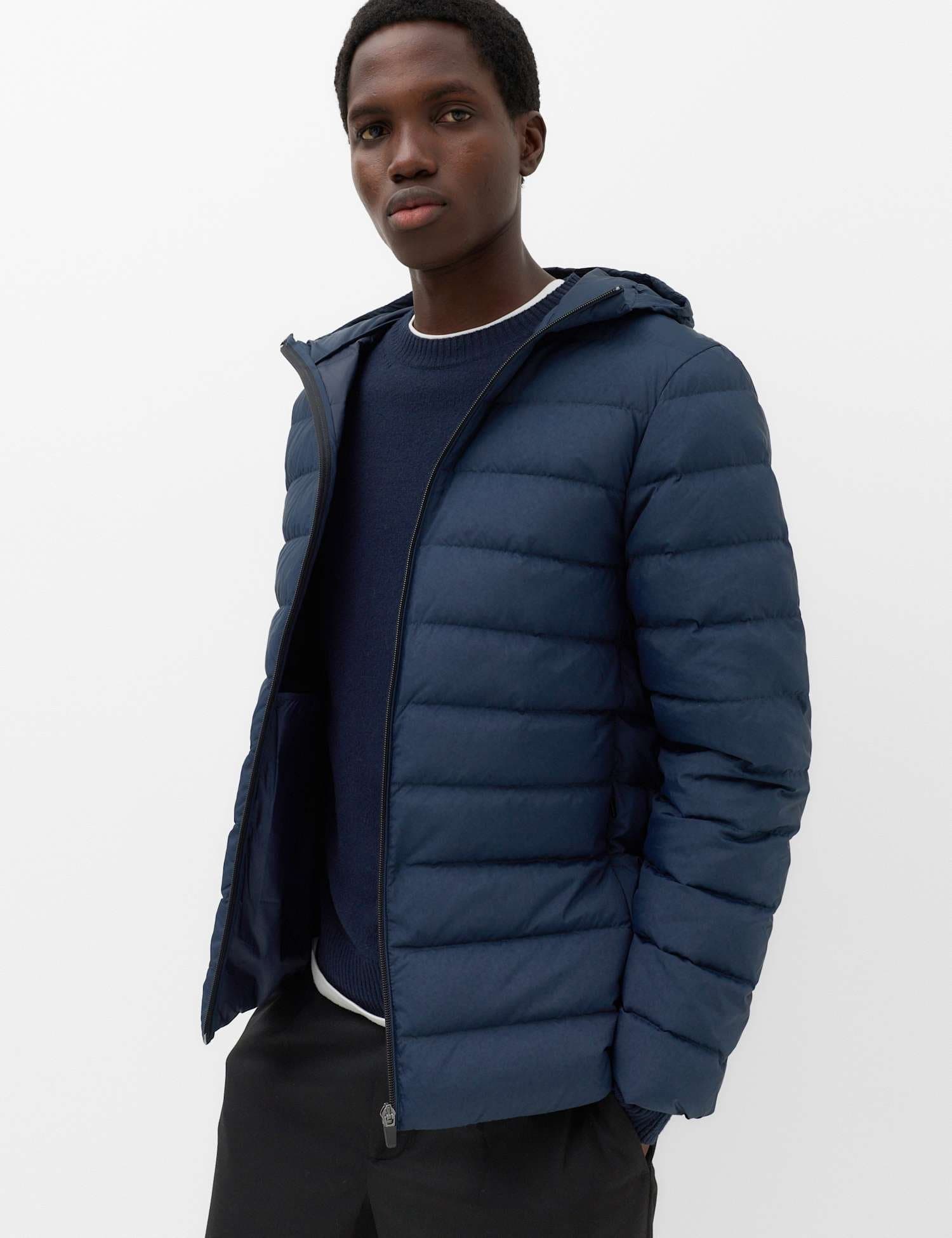 Marks & Spencer M&S Feather and Down Hooded Puffer Jacket Navy