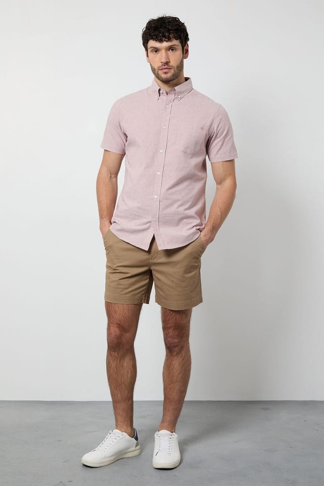 Maine Maine Men's Pink Fine Stripe Short Sleeve Shirt - 2