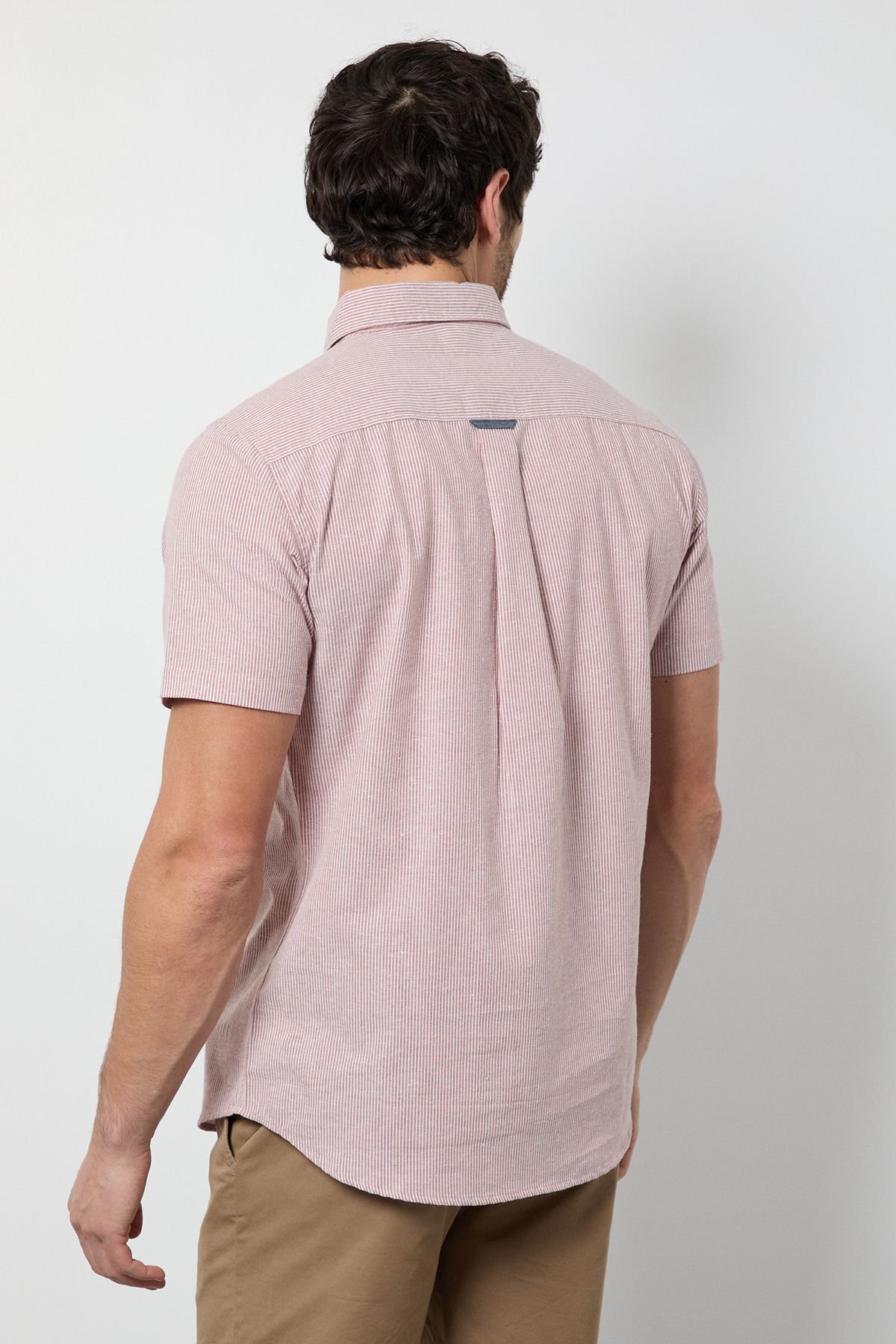 Maine Maine Men's Pink Fine Stripe Short Sleeve Shirt - 3