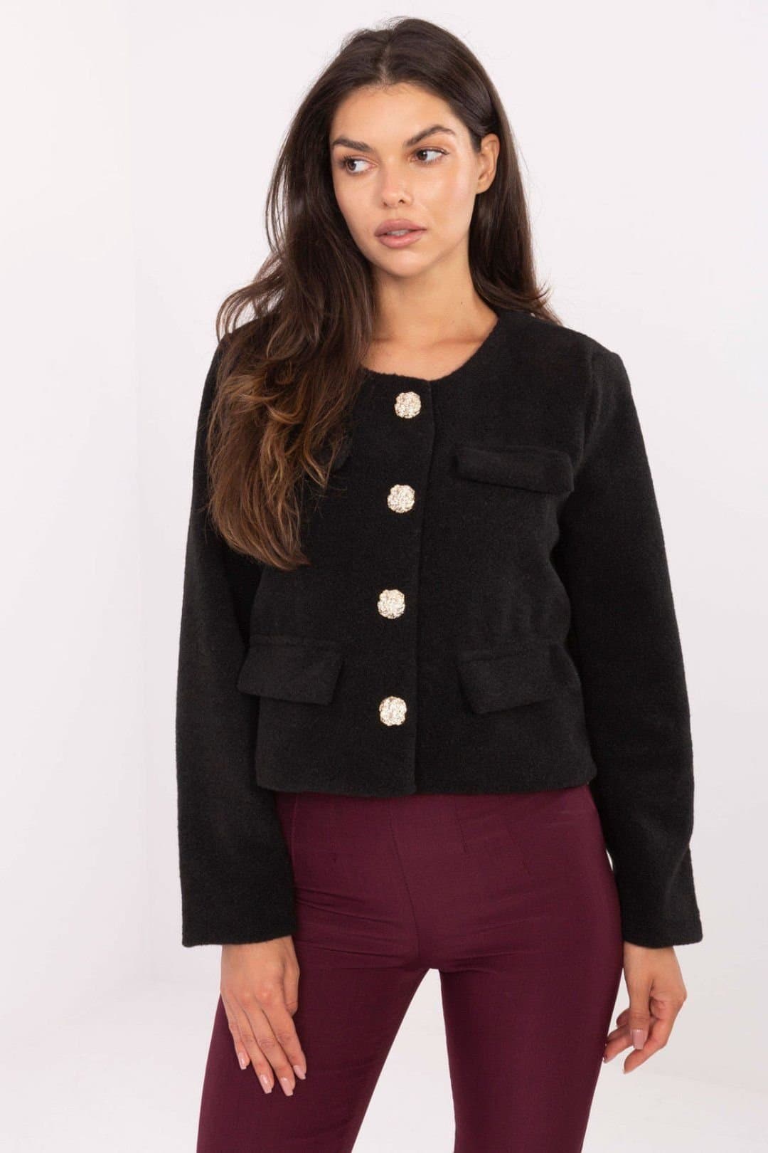 Love Lace Love Lace Black Polyester Lined Short Cut Jacket