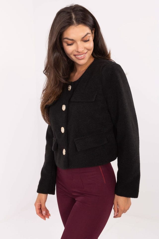 Love Lace Love Lace Women's Elegant Short Cut Polyester Lined Jacket in Black - 2