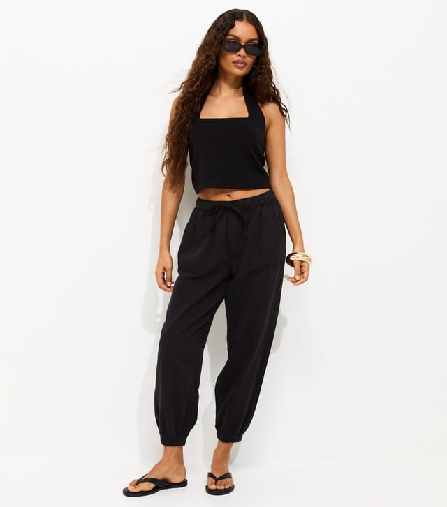 New Look Women's Petite Black Cuffed Twill Cargo Trousers New Look - 3