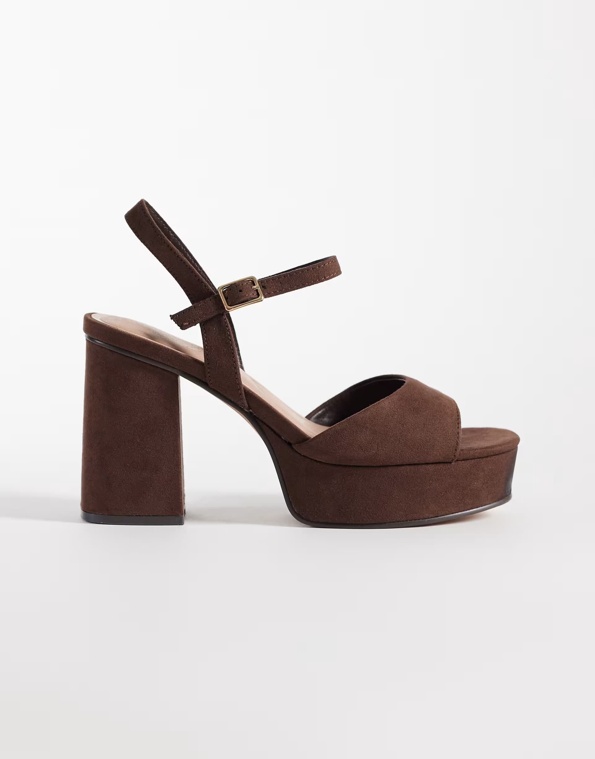 ASOS New Look suedette platform heeled sandal in brown