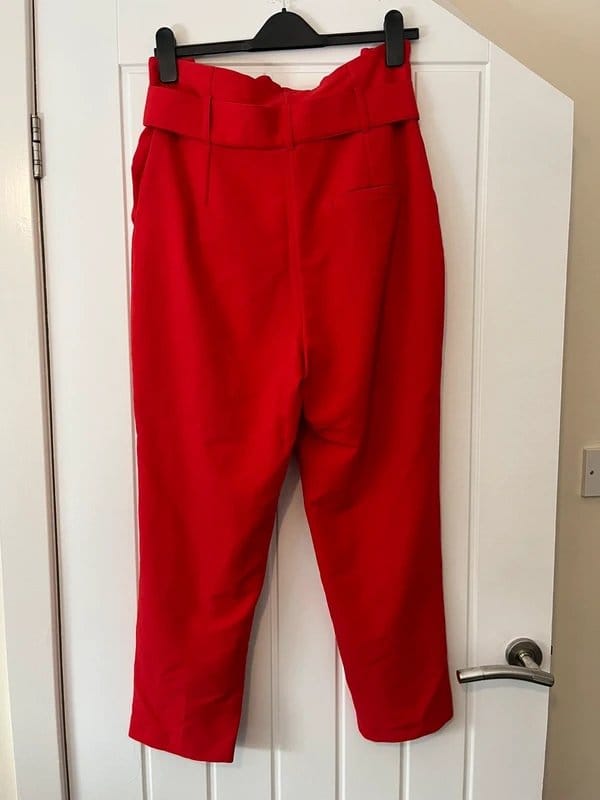 Topshop Red High-Waist Cropped Trousers