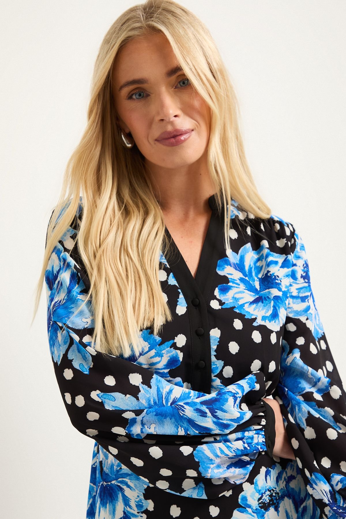 Wallis Wallis Women's Petite Floral Belted Contrast Midi Dress in Black - 4