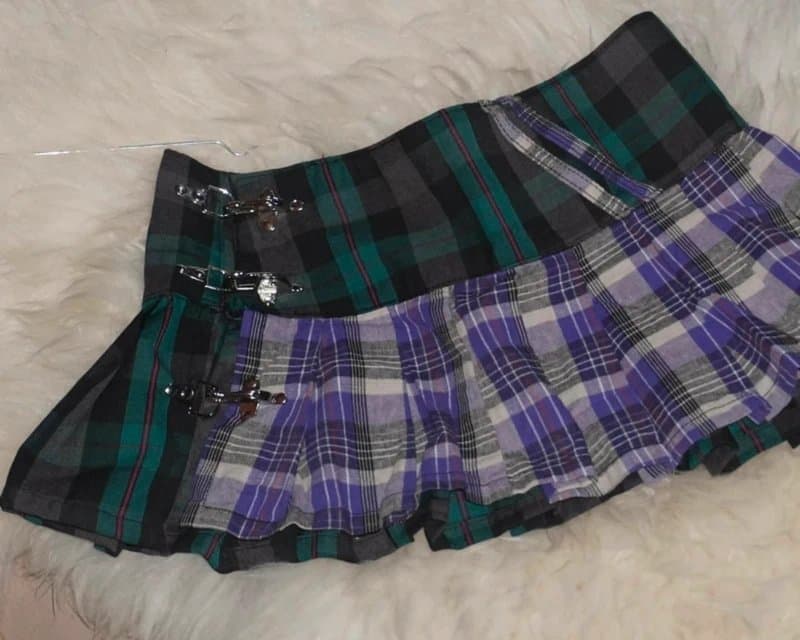 Jaded London Jaded London kilty as charged tartan mini skirt with silver buckles