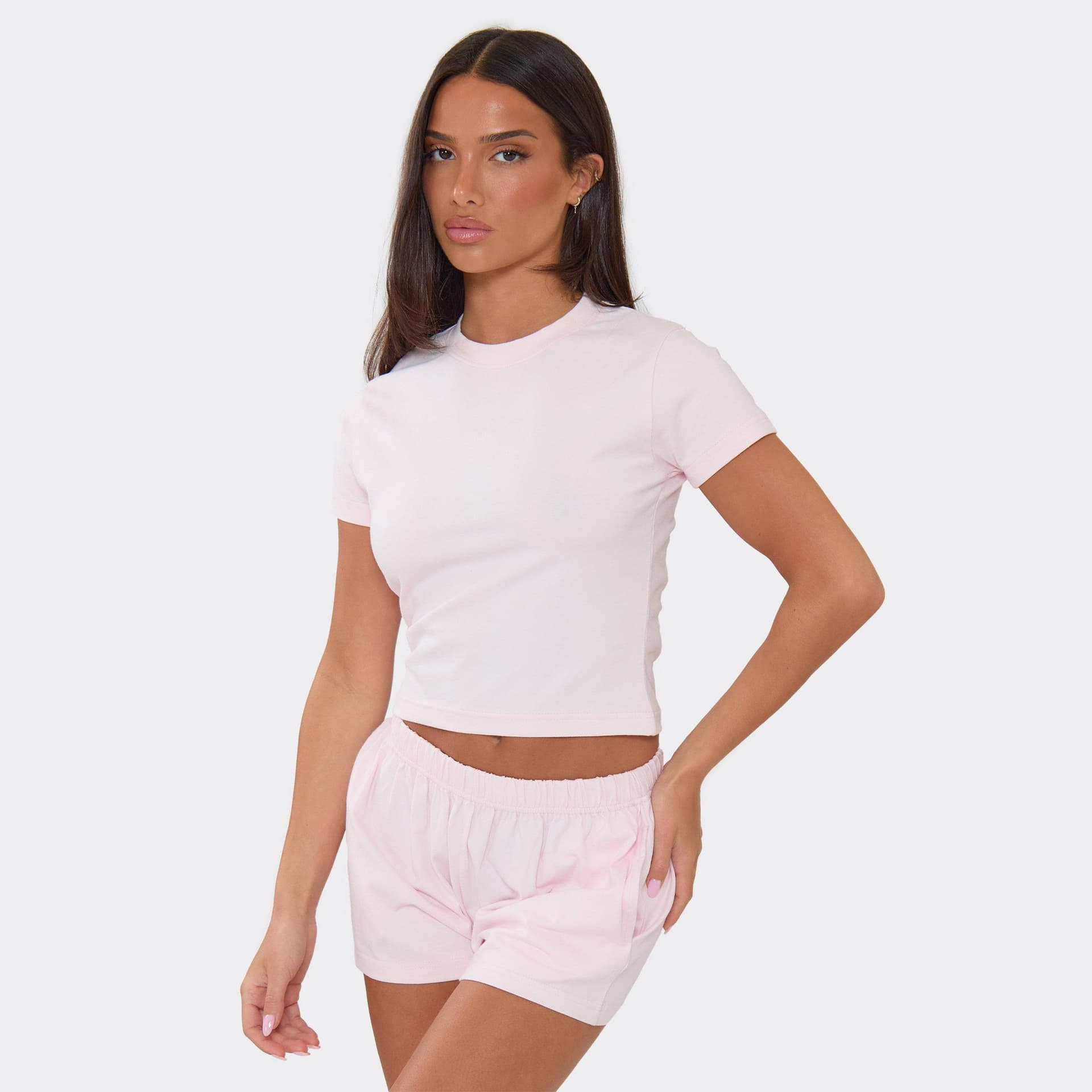 EGO EGO Pink Jersey Short Sleeve Basic Top