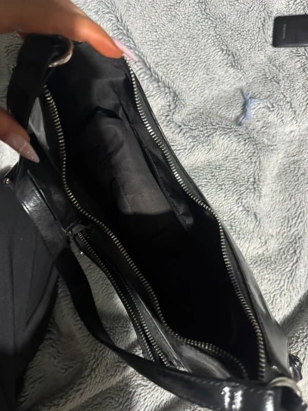 Bershka Black leather cargo bershka bag