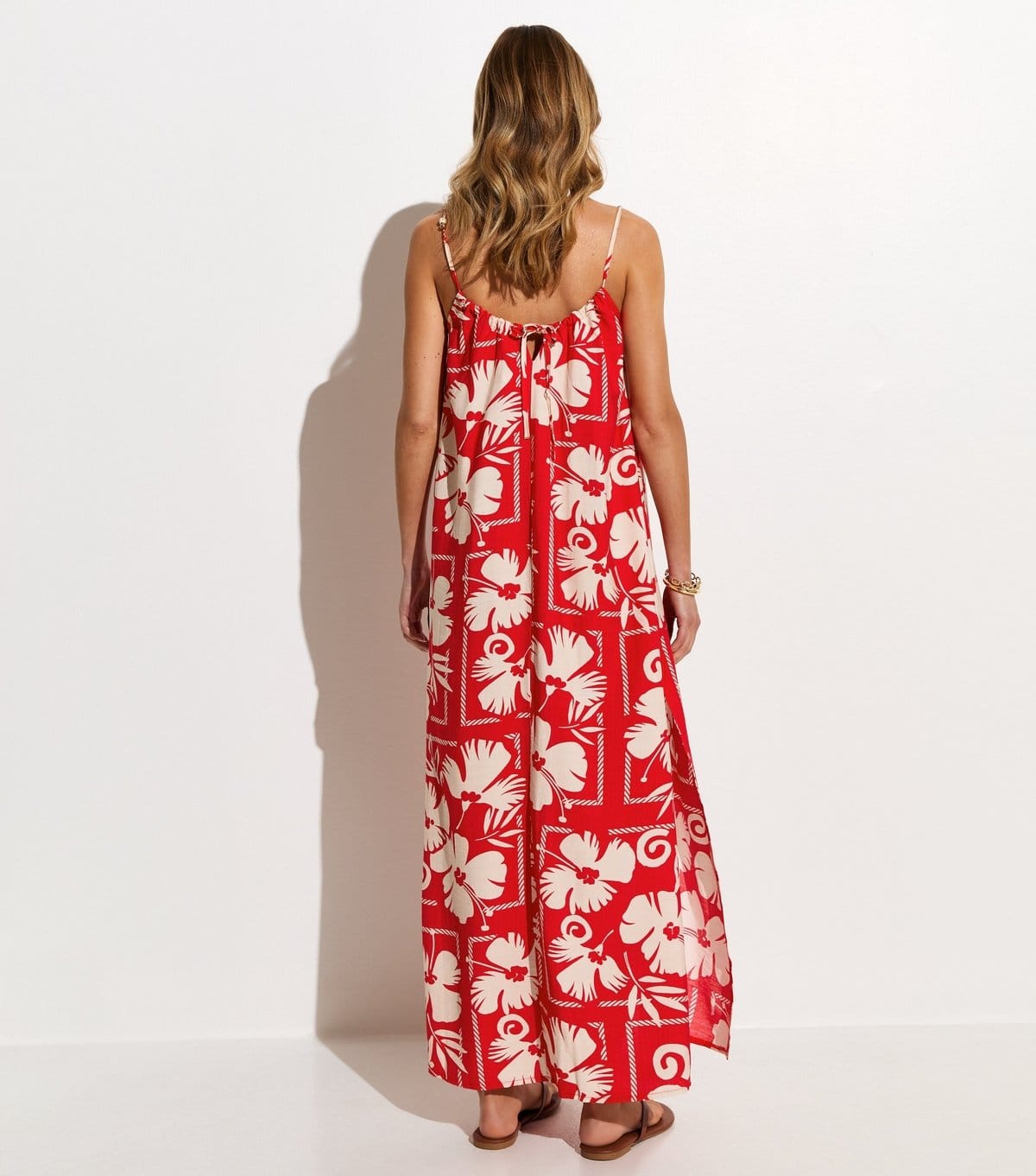 New Look Women's Red Floral Print Bead Detail Beach Maxi Dress New Look - 4